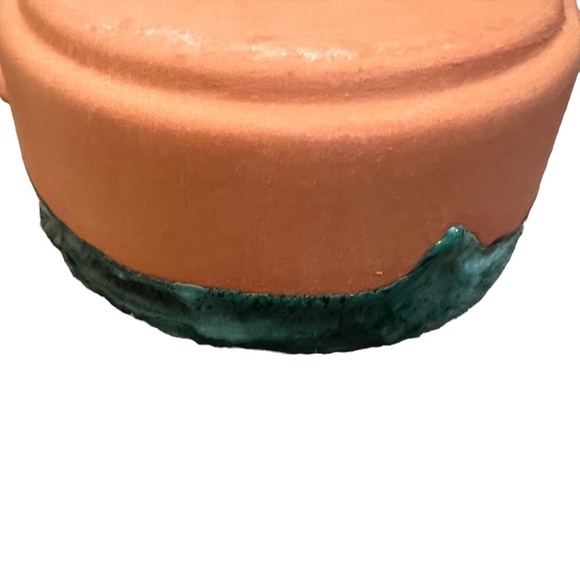 Handmade Rectangular Tray Jalapeño Green Drip Glazed Pottery Set Sign AE 97 - Picture 10 of 16